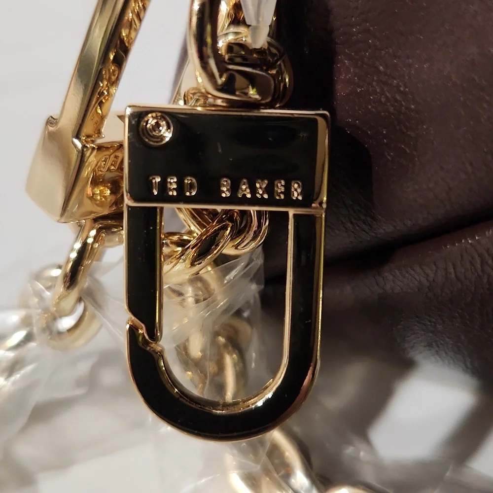 NEW! Ted Baker London Poppy Sheep Grain Leather Mini Satchel Brown w/Gold